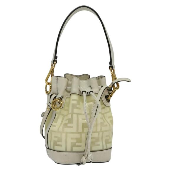 FENDI Zucca Canvas Shoulder Bag White Gold - Picture 1 of 13